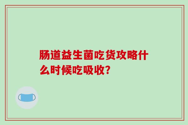 肠道益生菌吃货攻略什么时候吃吸收？