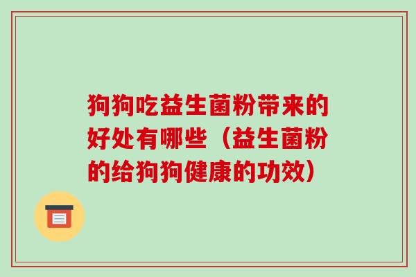 狗狗吃益生菌粉带来的好处有哪些（益生菌粉的给狗狗健康的功效）