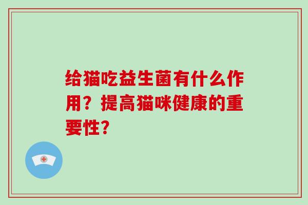 给猫吃益生菌有什么作用？提高猫咪健康的重要性？