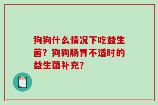 狗狗什么情况下吃益生菌？狗狗肠胃不适时的益生菌补充？