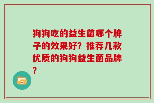 狗狗吃的益生菌哪个牌子的效果好？推荐几款优质的狗狗益生菌品牌？