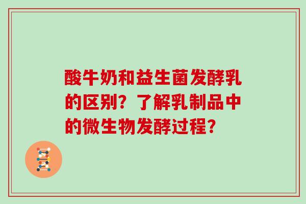 酸牛奶和益生菌发酵乳的区别？了解乳制品中的微生物发酵过程？