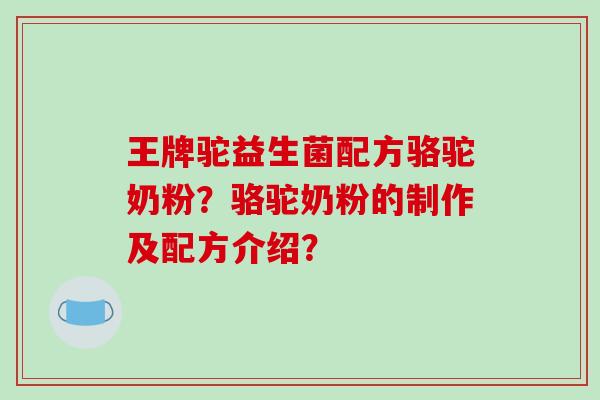王牌驼益生菌配方骆驼奶粉？骆驼奶粉的制作及配方介绍？