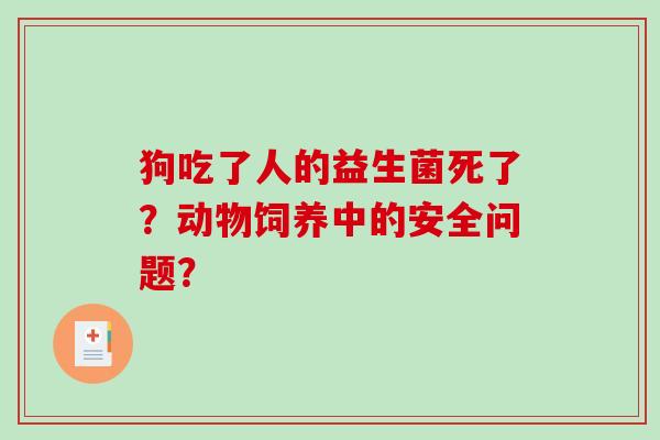 狗吃了人的益生菌死了？动物饲养中的安全问题？