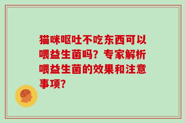 猫咪呕吐不吃东西可以喂益生菌吗？专家解析喂益生菌的效果和注意事项？
