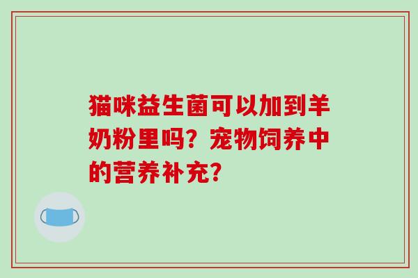 猫咪益生菌可以加到羊奶粉里吗？宠物饲养中的营养补充？