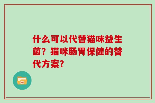 什么可以代替猫咪益生菌？猫咪肠胃保健的替代方案？