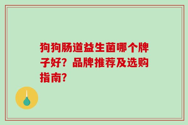 狗狗肠道益生菌哪个牌子好?品牌推荐及选购指南? 狗狗肠道益生菌哪个牌子好?品牌推荐及选购指南?