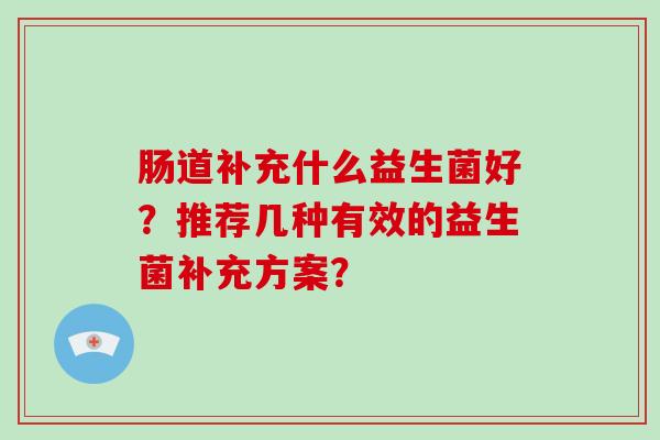 肠道补充什么益生菌好？推荐几种有效的益生菌补充方案？