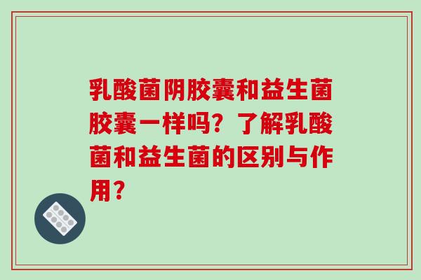 乳酸菌阴胶囊和益生菌胶囊一样吗？了解乳酸菌和益生菌的区别与作用？