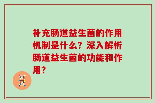 补充肠道益生菌的作用机制是什么？深入解析肠道益生菌的功能和作用？