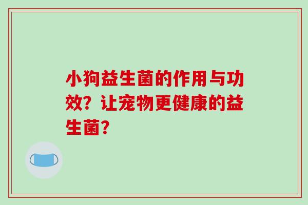 小狗益生菌的作用与功效？让宠物更健康的益生菌？