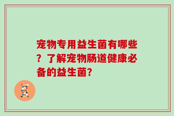 宠物专用益生菌有哪些？了解宠物肠道健康必备的益生菌？