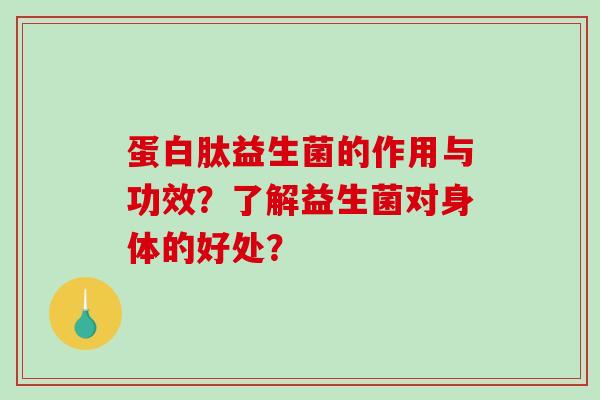 蛋白肽益生菌的作用与功效？了解益生菌对身体的好处？