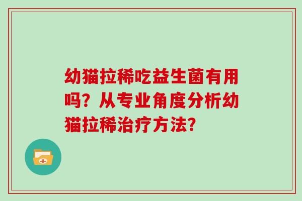 幼猫拉稀吃益生菌有用吗？从专业角度分析幼猫拉稀治疗方法？