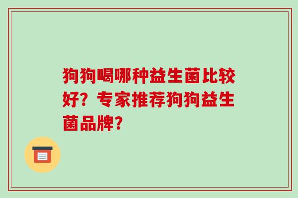 狗狗喝哪种益生菌比较好？专家推荐狗狗益生菌品牌？