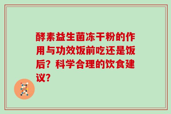酵素益生菌冻干粉的作用与功效饭前吃还是饭后？科学合理的饮食建议？