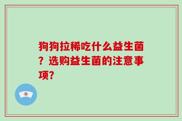 狗狗拉稀吃什么益生菌？选购益生菌的注意事项？