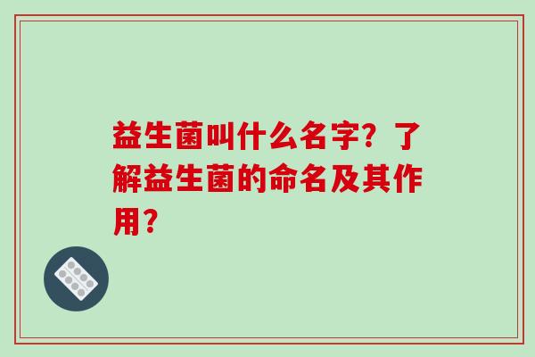 益生菌叫什么名字？了解益生菌的命名及其作用？