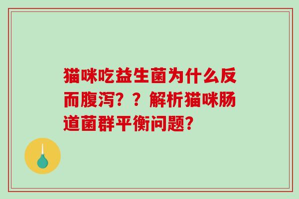 猫咪吃益生菌为什么反而腹泻？？解析猫咪肠道菌群平衡问题？