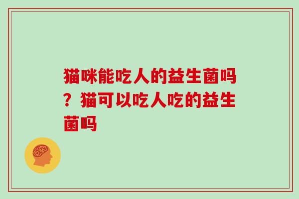 猫咪能吃人的益生菌吗？猫可以吃人吃的益生菌吗