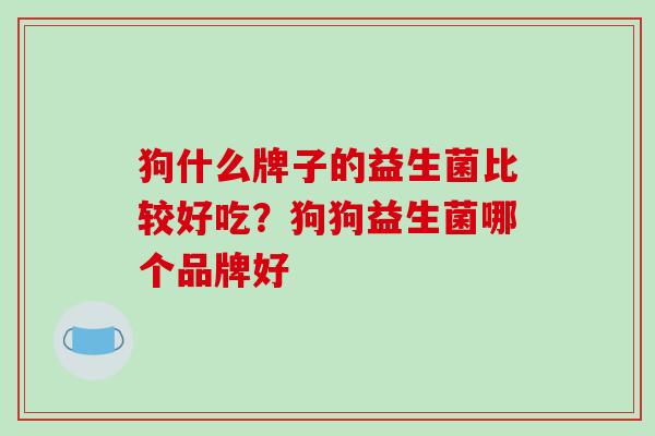 狗什么牌子的益生菌比较好吃？狗狗益生菌哪个品牌好