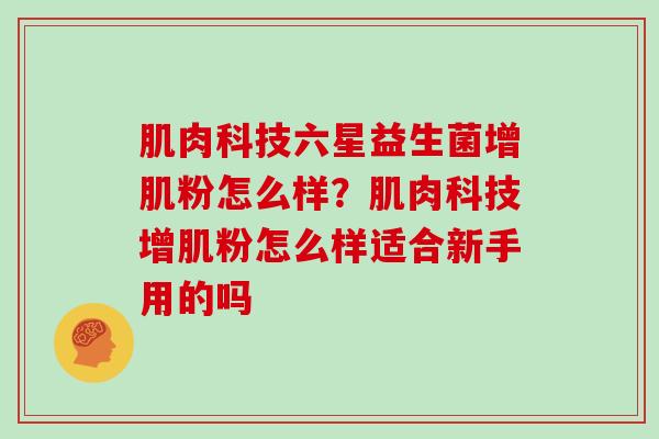 肌肉科技六星益生菌增肌粉怎么样？肌肉科技增肌粉怎么样适合新手用的吗