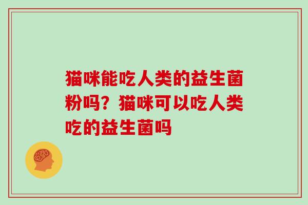 猫咪能吃人类的益生菌粉吗？猫咪可以吃人类吃的益生菌吗