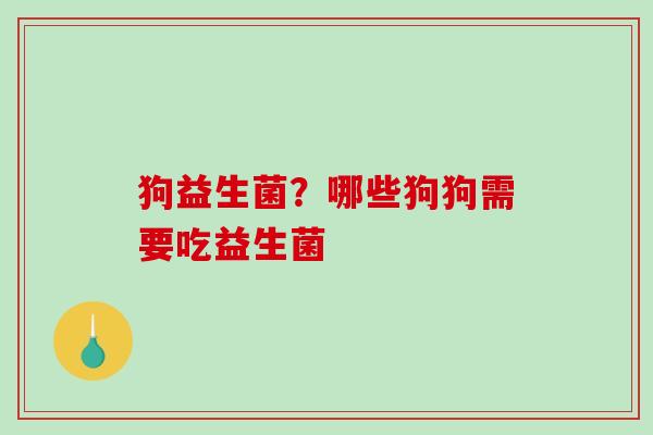 狗益生菌？哪些狗狗需要吃益生菌