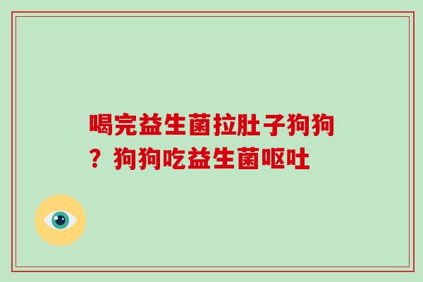 喝完益生菌拉肚子狗狗？狗狗吃益生菌呕吐