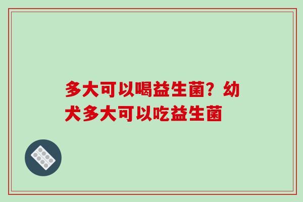 多大可以喝益生菌？幼犬多大可以吃益生菌