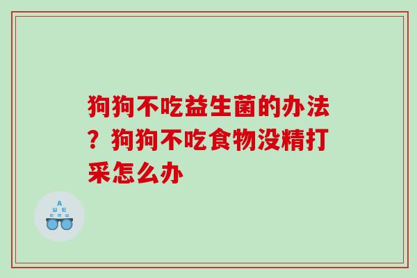狗狗不吃益生菌的办法？狗狗不吃食物没精打采怎么办