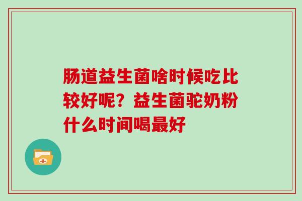 肠道益生菌啥时候吃比较好呢？益生菌驼奶粉什么时间喝好