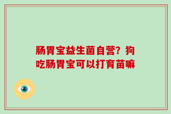 肠胃宝益生菌自营？狗吃肠胃宝可以打育苗嘛