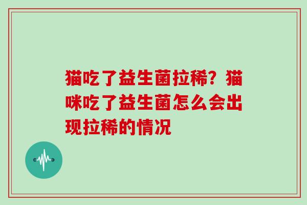 猫吃了益生菌拉稀？猫咪吃了益生菌怎么会出现拉稀的情况
