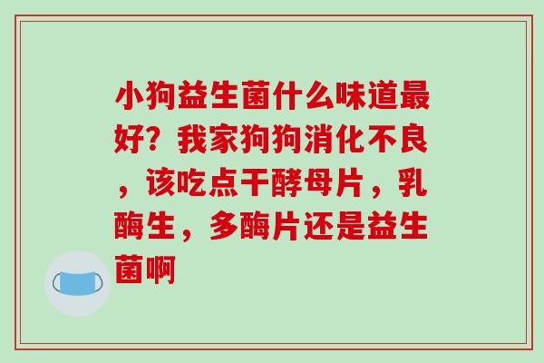 小狗益生菌什么味道好？我家狗狗，该吃点干酵母片，乳酶生，多酶片还是益生菌啊