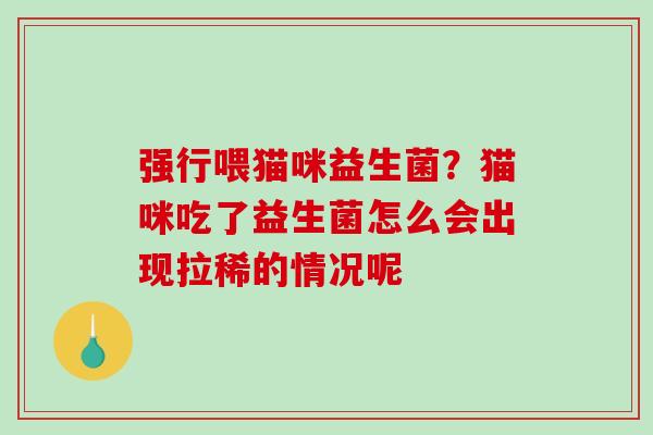 强行喂猫咪益生菌？猫咪吃了益生菌怎么会出现拉稀的情况呢