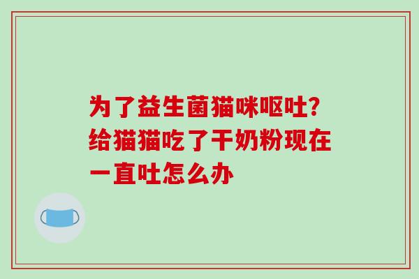 为了益生菌猫咪呕吐？给猫猫吃了干奶粉现在一直吐怎么办