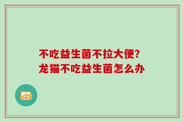 不吃益生菌不拉大便？龙猫不吃益生菌怎么办