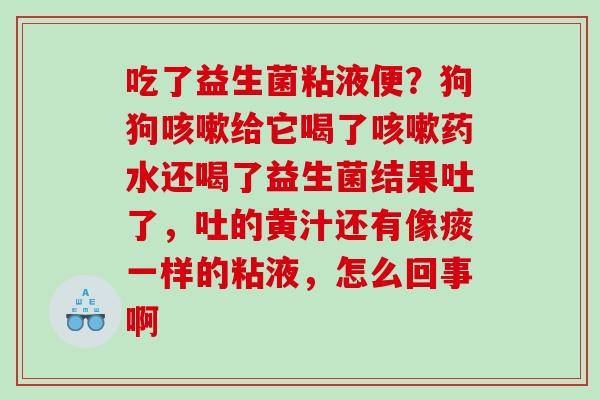 吃了益生菌粘液便？狗狗给它喝了药水还喝了益生菌结果吐了，吐的黄汁还有像痰一样的粘液，怎么回事啊