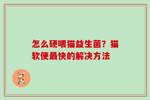 怎么硬喂猫益生菌？猫软便快的解决方法