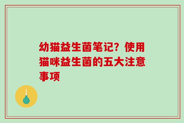 幼猫益生菌笔记?使用猫咪益生菌的五大注意事项 幼猫益生菌笔记?使用猫咪益生菌的五大注意事项