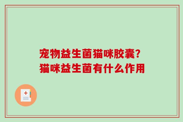 宠物益生菌猫咪胶囊？猫咪益生菌有什么作用