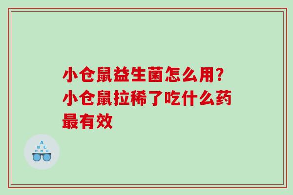 小仓鼠益生菌怎么用？小仓鼠拉稀了吃什么药有效