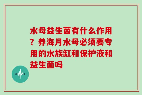 水母益生菌有什么作用？养海月水母必须要专用的水族缸和保护液和益生菌吗