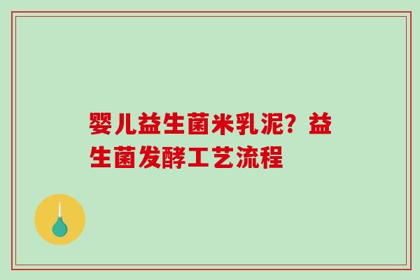 婴儿益生菌米乳泥？益生菌发酵工艺流程