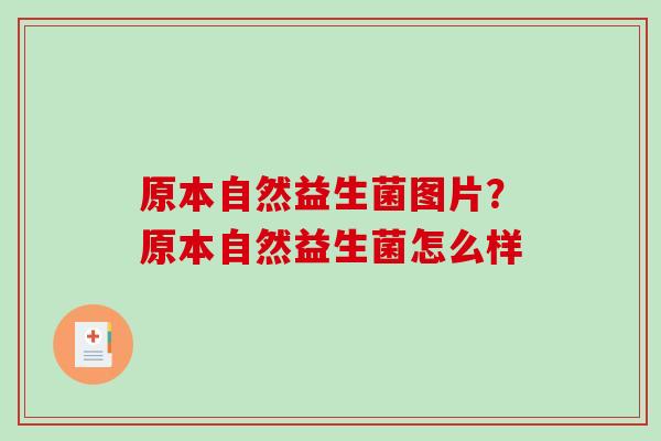 原本自然益生菌图片？原本自然益生菌怎么样