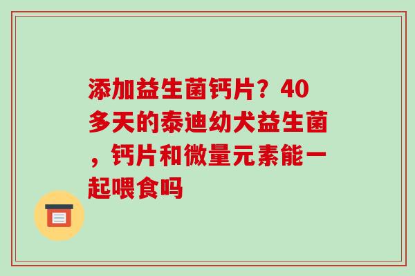 添加益生菌钙片？40多天的泰迪幼犬益生菌，钙片和微量元素能一起喂食吗