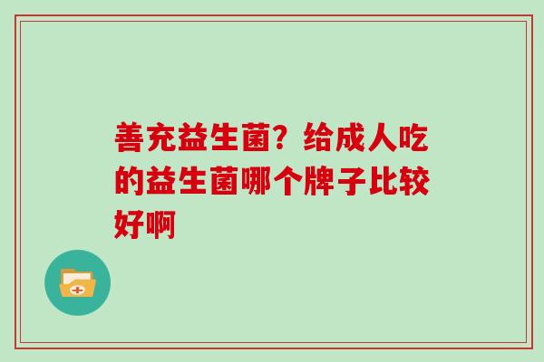 善充益生菌?给成人吃的益生菌哪个牌子比较好啊 善充益生菌?给成人吃的益生菌哪个牌子比较好啊