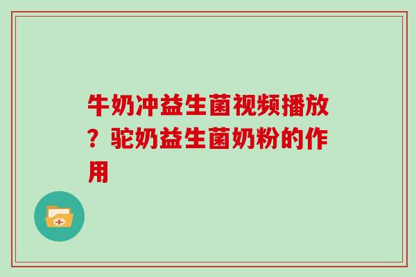 牛奶冲益生菌视频播放？驼奶益生菌奶粉的作用